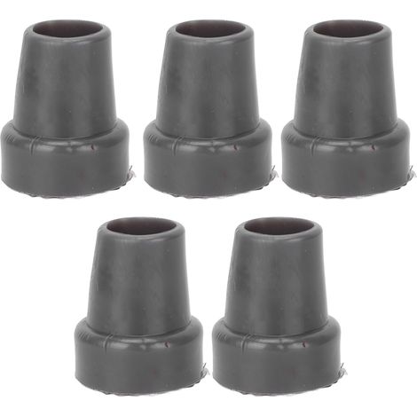 Lot de 5 embouts de canne à angle unique de 22 mm, imitation pneu, antidérapants, en caoutchouc translucide, 22 mm (7/8 po), gris. (1/5)