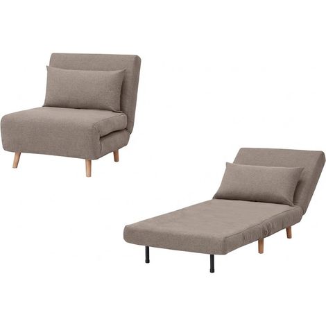 Pouf Letto Singolo Convertibile Pieghevole Ospiti 77x90x81cm / 190x77x42cm Tortora