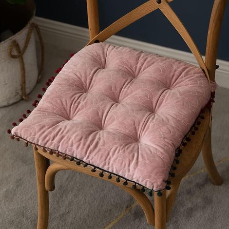 Coussin de siègeCoussin de Chaise d'extérieur avec Attaches, Coussin de siège carré Doux pour chaises de Cuisine,Coussin de siège carré Lavable, Convient à Toutes Les Saisons