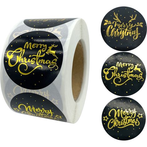 Lot de 500 autocollants ronds de Noël 3,8 cm pour étiquettes d'enveloppes et paquets cadeaux. (1/5)