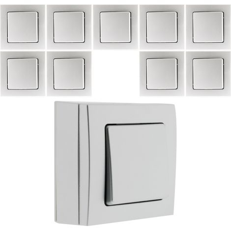 Zenitech – Lot de 10 interrupteurs va-et-vient 10A – Saillie à bornes automatiques – Puissance 2300W sous 230V – Certifié NF et CE