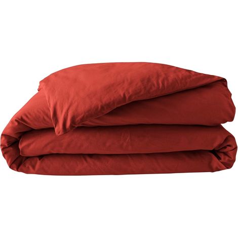 Housse de couette Percale Unie – Parure de Lit Luxe et Confort - 240x220cm - rouge (1/4)