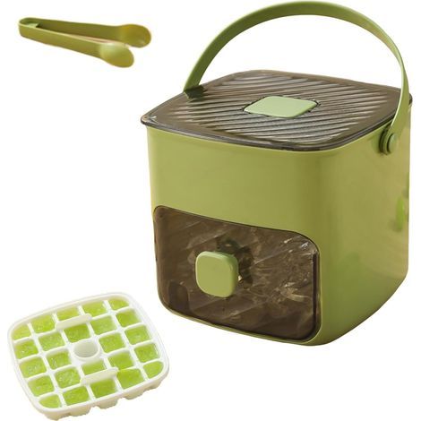 Bac à glaçons à 48 cellules avec tiroir, machine à glaçons étanche pour stockage au congélateur, machine à glaçons portable pour un démoulage sans effort (vert) (1/5)