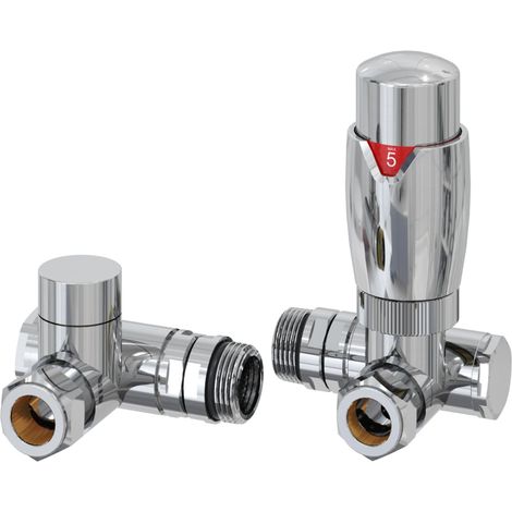 Reina Modal Dual Fuel Corner Radiator Valves Pair - Chrome