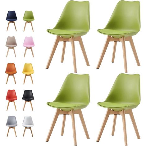 MCC Retro Esszimmerstühle EVA, gepolstert, Kunstleder, Design Stuhl, Küche, Lounge, 4er Set in Grün (1/5)