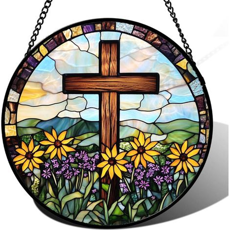 Vitrail peint à la main – Attrape-soleil 9 cm décoratif (1/4)