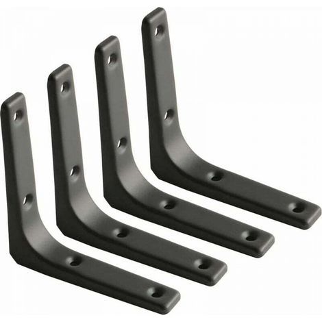 Équerre Étagère Murale, Équerre Métal Mat Noir, Support Étagère Métal pour Déco Cusine, Équerre Charge Lourde, 100mmx100mm, 4pcs (1/5)