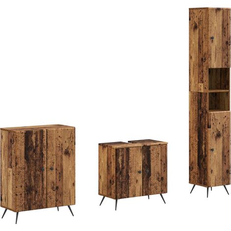 Maison Exclusive - Set di armadietti da bagno in 3 pezzi BREDA Legno antico (1/5)
