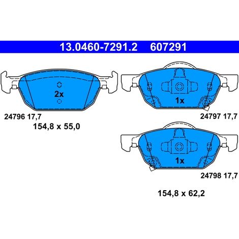 Kit de plaquettes de frein, frein à disque ATE 13.0460-7291.2 HONDA