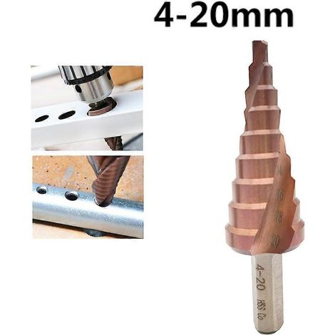 Foret étagé HSS M35 4-20 mm, foret conique au cobalt, scie cloche triangulaire, outils électroportatifs pour le bois (1/5)