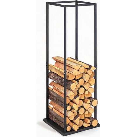 Porte-bûches negro en métal 33 x 33 x 110 cm (1/5)