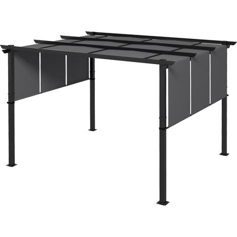 Auvent protection solaire Pergola résistante intempéries matériau fixation inclus 3 x 3,5 m gris foncé