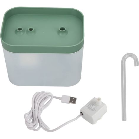 Geräuschloser 1,5-Liter-Katzenbrunnen mit automatischer Zirkulation, abgewinkeltem Auslauf und transparentem türkisfarbenem Design. (1/5)