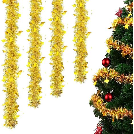 Or,Guirlandes Tinsel Noël, 6 Pcs Guirlande Noel, Guirlande de Noel Sapin Doré, Guirlande Noel Sapin, pour Decoration Noel Sapin Intérieures et Extérieures (1/5)