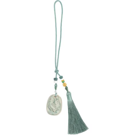 Pendentif Tassel Zodiac Coq en Porcelaine - Léger avec Perles pour Décoration Auto - Accessoire Voiture Original (1/5)