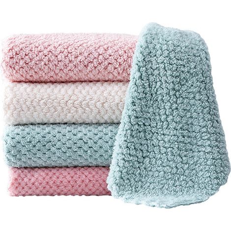 Lot de 5 Chiffons de Cuisine en Corail Ultra Absorbant Anti-rayures 25x25cm Nettoyage Verre et Surface sans Trace (1/5)