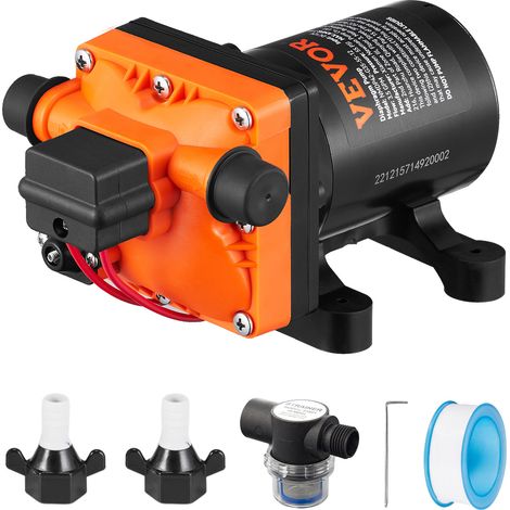 VEVOR Pompa a Membrana per Acqua 12 V CC, Portata 3,5 GPM, Pressione Nominale 55 PSI Regolabile tra 40-80 PSI, Pompa Irroratrice Autoadescante MNPT con Pressostato per Camper, Barca