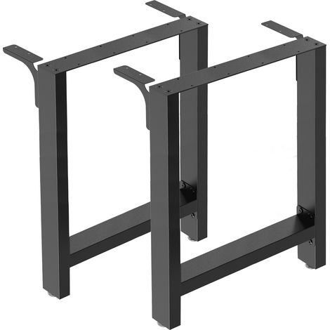 Wiltec Tischbeine aus Stahl 2er Set 60x72cm Vierkantrohre in schwarz pulverbeschichtet Tischkufen Tischgestell Tischuntergestell