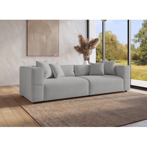 Canapé 4 places en tissu gris EVELYNE (1/5)