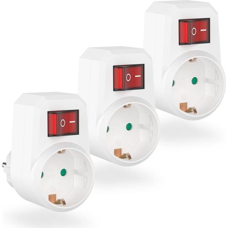 3 adaptateurs de prise, adaptateur avec interrupteur, adaptateur avec sécurité enfant, connexion Schuko jusqu'à 3680 W, prise avec contact de terre (1/5)