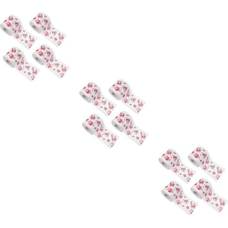 12 Rouleaux Serviettes Papier Toilette Double Épaisseur Motif Noël Absorbants Hygiéniques et pour Fête et Décoration (1/5)