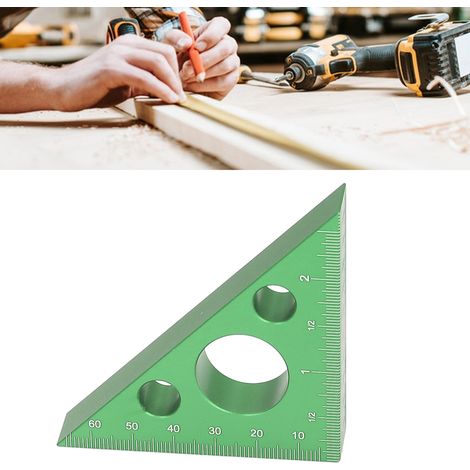 7,6 cm (3 Zoll) dickes, dreieckiges Vierkantstück aus Aluminiumlegierung, 45°-Winkelhalterung zur Höhenmessung von Holzsägetischen und zur Winkelfixierung, grün (1/5)