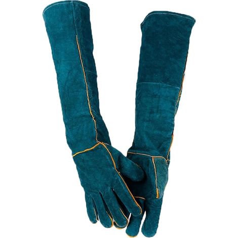 Gants de protection en cuir épais pour manipulation d'animaux, 60 x 14 cm, robustes, multifonctions, protection des mains (1/5)