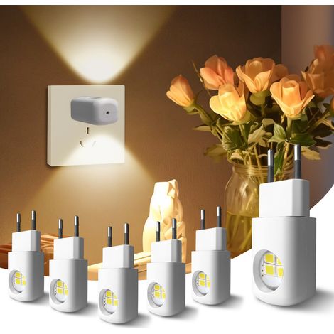 Mini luci notturne a LED con sensore di luce - Luci a spina per camera da letto e corridoio - Illuminazione d'atmosfera dal crepuscolo all'alba - Risparmio energetico (1/2)