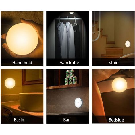 LED-Nachtlicht mit Bewegungsmelder, 6 Leuchten, Körperlichtsensor, USB-aufladbar, wärmendes Geschenk (1/4)