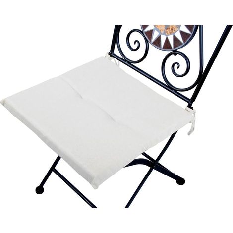 Coussin de chaise carré anti-taches avec lacets pour une assise confortable Blanc