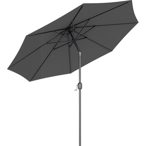 Parasol de jarden enclenable 3 x 2,5 m avec manivelle, en métal et polyester, gris foncé, parfait pour profiter de l'ombre et de la protection solaire dans votre jardin, sur votre balcon ou à la plage