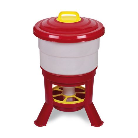 Mangeoire À Trémie Volailles Plastique Avec Pieds Imperial Easy Clean 40l Rouge Et Blanc - Gaun (1/5)