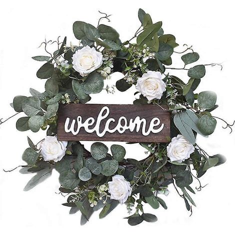 Couronne de Noël en eucalyptus, petite couronne de marque célèbre, à suspendre à la porte. (1/5)