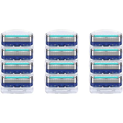 Lot de 12 têtes de rasage de rechange pour boîte à rasoir, 5 couches, en acier inoxydable, pour rasage droit homme, taille M (1/5)