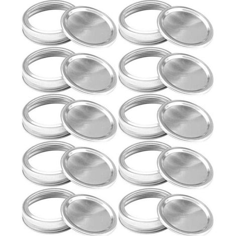 10 Couvercles pour bocal Mason, bouche large, étanche, fer-blanc, conservation alimentaire (1/5)
