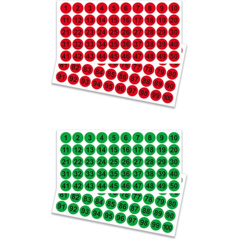 Étiquettes autocollantes numérotées, 2 sachets numérotés de 1 à 50 et de 51 à 100, étiquettes rondes imperméables pour école et bureau.
