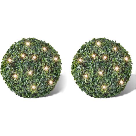 Artificial Leaf Topiary Ball 27 cm Solar LED String 2 pcs vidaXL