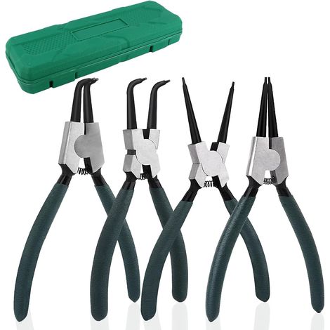 Circlip Pliers Set, 4-Piece Straight Circlip Pliers with Non-Slip Handles, Circlip Pliers for Removing Rings, Rustproof and Anti-Bending Circlip Pliers with Portable Case (1/5)