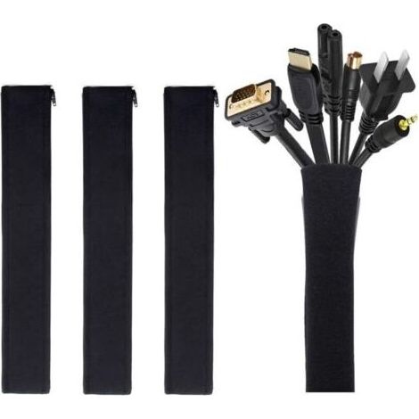 Cache-Câble Rangement de Câble【Lot de 4 x 50cm】, Cacher Les Fils Gaines Organisateur Flexible pour câbles électriques, TV/Ordinateur/USB/Audio/Video/Box Bureau/Maison-Noir (1/4)
