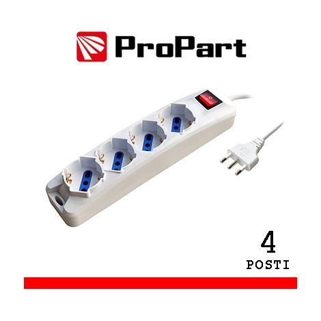 Multipresa 4pos bipasso/schuko spina16A +interr.