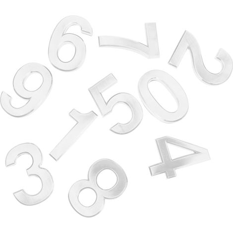 Autocollant pour Numéros de Maison 3d Auto-adhésif 10 Pièces Numéro de Porte Adhésif Argenté 7cm, Abs Résine, Waterproof, Résistant aux Intempéries pour Appartement et Condo (1/5)