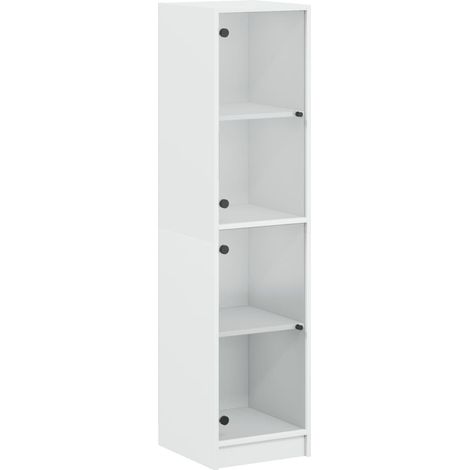 Aparador cómoda cómoda armario mueble organizador cocina salón salón con puertas de cristal 35 x 37 x 142 cm blanco 020030109