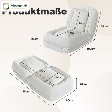Sofa, Metall, weiß 180 x 90 x 26 cm HOMAIRE (1/5)