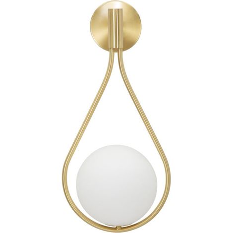 Lampada da Muro Glamy Drop 24x20x52 cm in Ferro e Vetro Oro e Bianco (1/5)