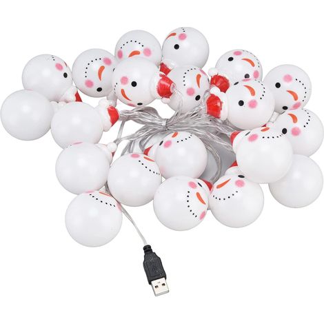 Guirlandes lumineuses de Noël, 10 pieds 20 LED bonhomme de neige guirlandes lumineuses USB pour chambre terrasse salle jardin fête maison décoration de Noël intérieur extérieur décorations d'arbre de (1/5)