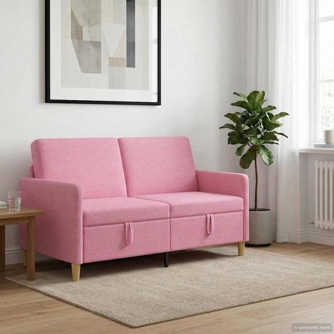 Canapé 2 places avec rangement, housse amovible, rose, polyester, 152 x 78 x 87 cm - PANGIVO (1/5)
