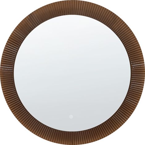 Espejo redondo moderno de pared con iluminación LED para dormitorio y baño 80 x 80 cm marrón y plateado Besbe (1/5)