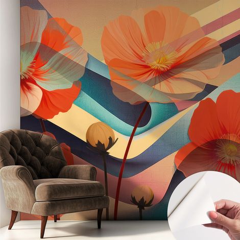 Fotomurale adesivo - murale da parete - Carta da parati autoadesiva - design parete moderno - Fiori dei sensi 250x250 cm (1/5)