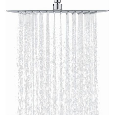 Quadratischer Duschkopf (30 cm) aus Edelstahl 304, wassersparende Regendusche mit 144 kalkabweisenden Silikondüsen, 360° drehbar – Chrom (1/4)