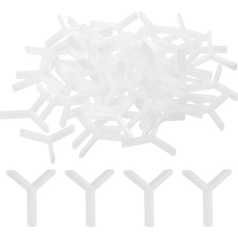 100 Pièces D'Espaces en Plastique en Forme de Y pour Carrelage Mural et de Sol, Outils de Pose de Carrelage, Espacement de 1,5 mm (1/16 Pouce), pour Carreaux en Céramique, Blanc (1/5)
